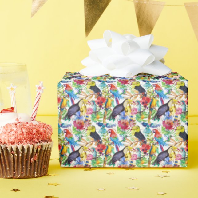 Färgfyllda vattenfärgsparroller presentpapper (Födelsedagsfest)