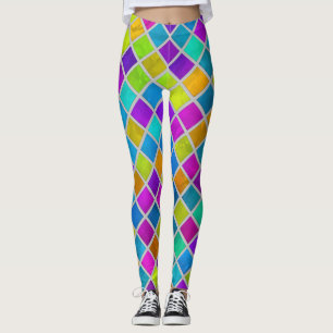 Färgfyllda vattenfärgsrutor kvadrerar valfritt rut leggings