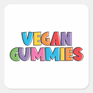Färgfyllda Vegan Gummies Fyrkantigt Klistermärke