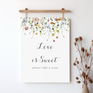 Färgfyllda Vilder Blommor Kärlek är söta tecken Poster
