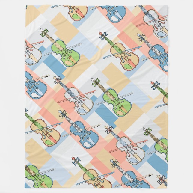 Färgfyllda violinblock fleecefilt (Framsidan)