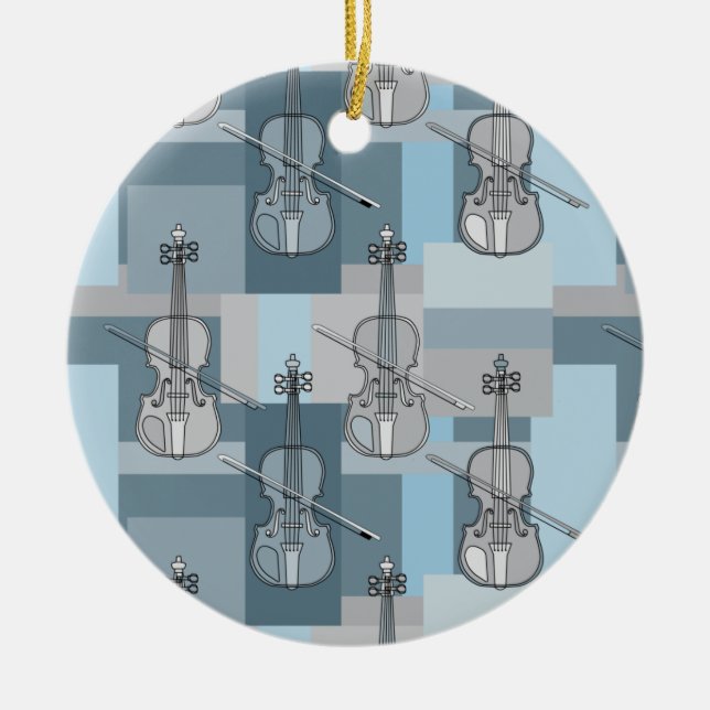 Färgfyllda violinblock julgransprydnad keramik (Framsidan)