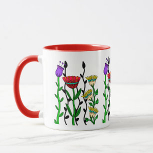 Färgfyllda vita blommor mugg