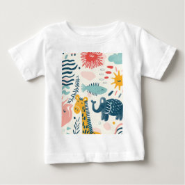 Färgfyllda vita djur med lugg, mönster t shirt