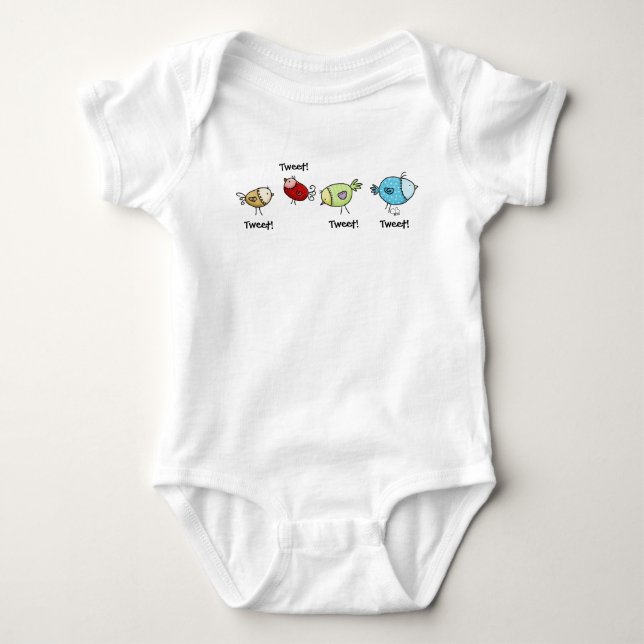 Färgfyllda vita fåglar tee shirt (Framsida)