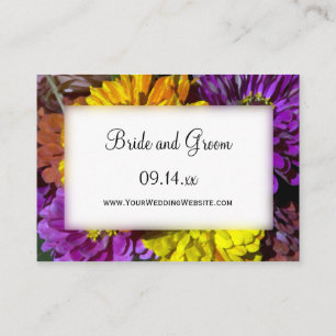 Färgfyllda Zinnia Flowers Bröllop-webbplatskort Tilläggskort