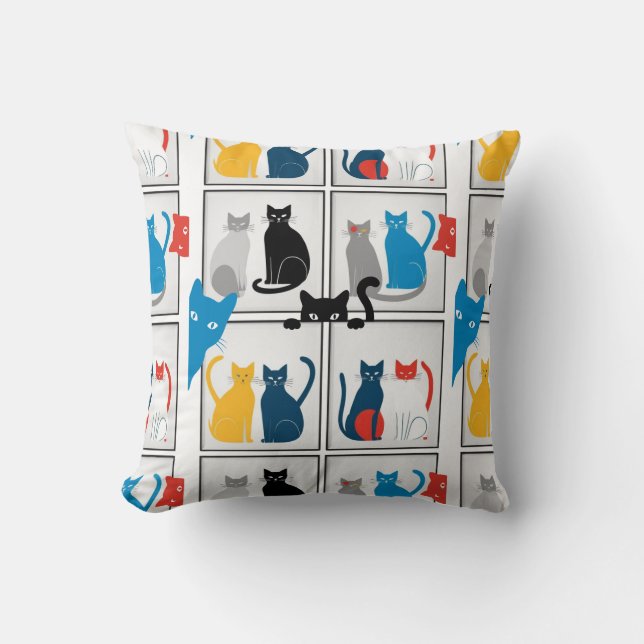 Färgfyllnad av katter, lappverk, fyllning kudde (Framsida)