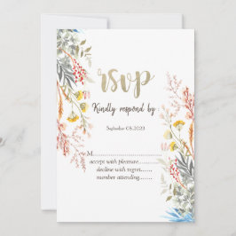 Färgfyllnad av vattenfärg, torkad Wildblomma Inbjudningar