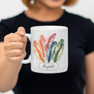 Färgfyllnad för vattenfärg Feathers Black Script N Kaffemugg