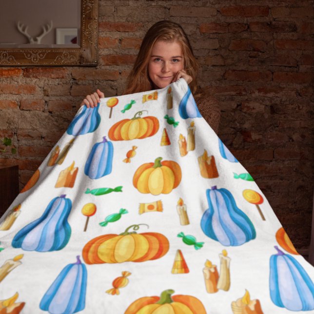 Färgfyllnad höstfärgad blått Orange för höstfärg Fleecefilt (Skapare uppladdad)