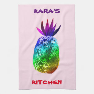 Färgfyllnad vattenfärg Ananas Regnbåge CUSTOMIZ Kökshandduk