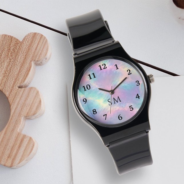 Färgfyllnad vattenfärg Faux holografisk opal sten Armbandsur (Skapare uppladdad)