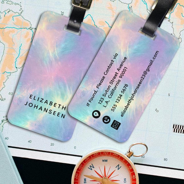 Färgfyllnad vattenfärg Faux holografisk opal sten Bagagebricka (Skapare uppladdad)