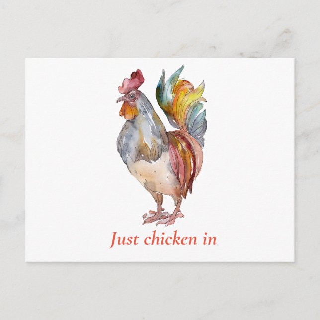 Färgfyllnad vattensfärg Fräckt bara kyckling i Vykort (Framsida)