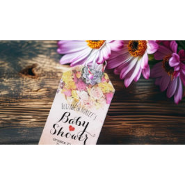 Färgfyllnadsblommor Botaniska babyskor Presentetikett