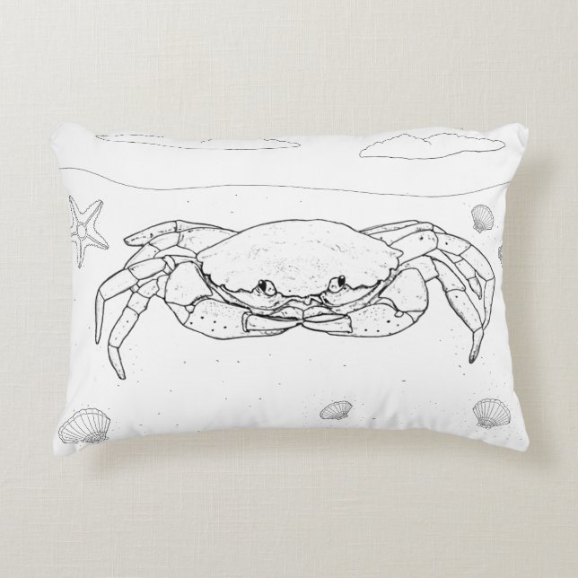 Färgfyllning av Crab-Vuxen Prydnadskudde (Framsidan)
