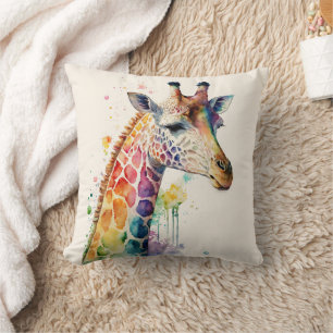 Färgfyllning av vattenfärg Giraffe Dekorativ kudde