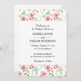 Färgfyllning av vattenfärg Wildblommor Bröllop Inbjudningar