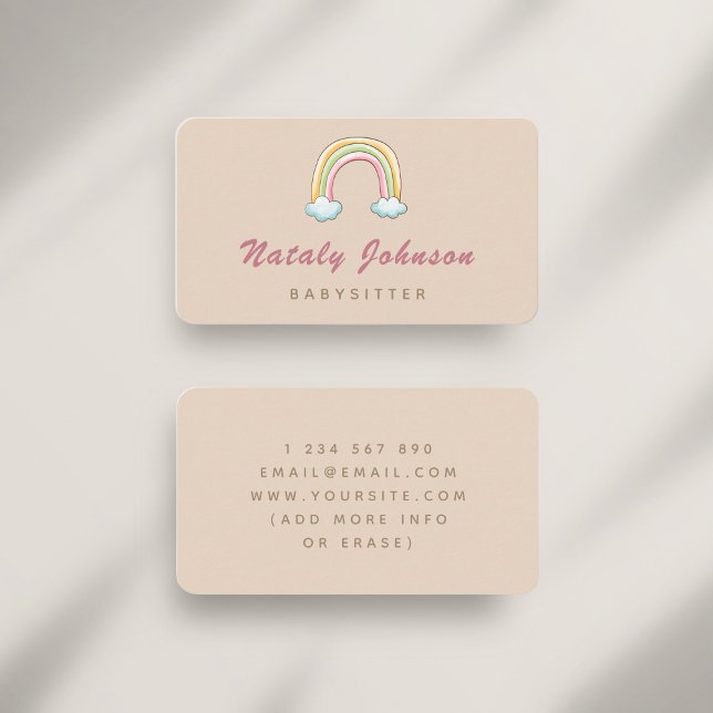 Färgfyllning av vattenfärgen Rainbow Babyvvakt Nan Visitkort (Skapare uppladdad)