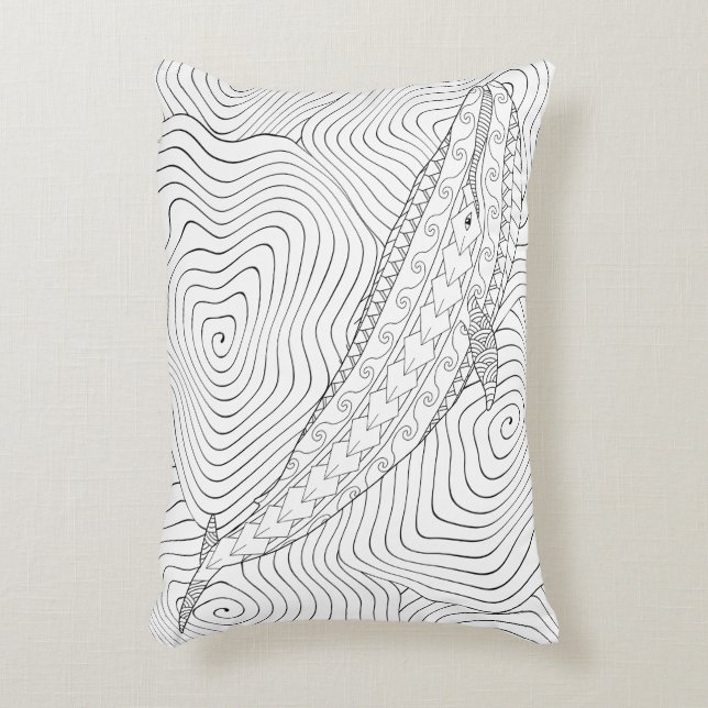 Färgfyllning av Vuxen i blåval Prydnadskudde (Framsidan(Vertikal))