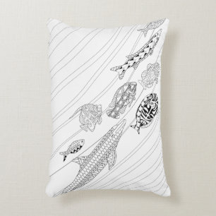 Färgfyllning av Vuxen vid fiskskola Prydnadskudde