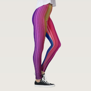 Färgfyllt akrylat Lodrät Regbow Mönster Leggings