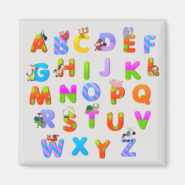 Färgfyllt alfabetiskt Brev Magnet (Framsidan)