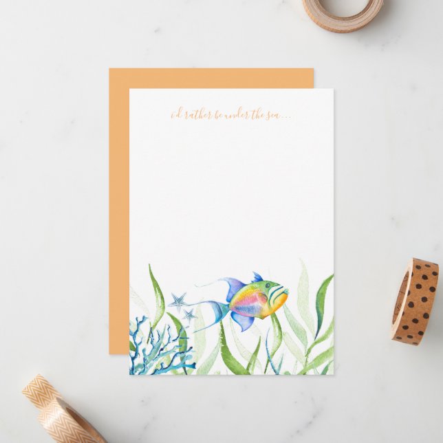 Färgfyllt anteckningskort för tropisk fiskvattenfä (Fram/Back In Situ)