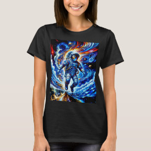 Färgfyllt astronaut-glädjande område t shirt