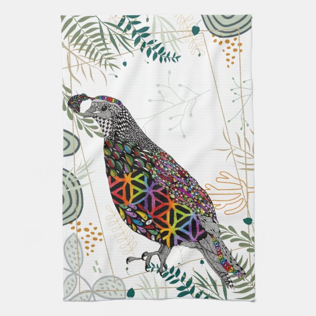 Färgfyllt berg Quail Kitchen Towel Kökshandduk (Vertikal)