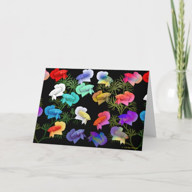 Färgfyllt Betta Aquarium-fiskgratulationskort Kort (Framsida)