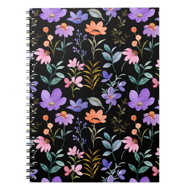 Färgfyllt Blommönster Anteckningsbok (Framsidan)