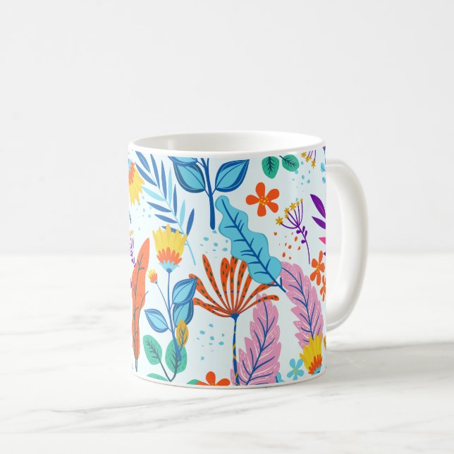 Färgfyllt Blommönster Kaffemugg (Framsida höger)