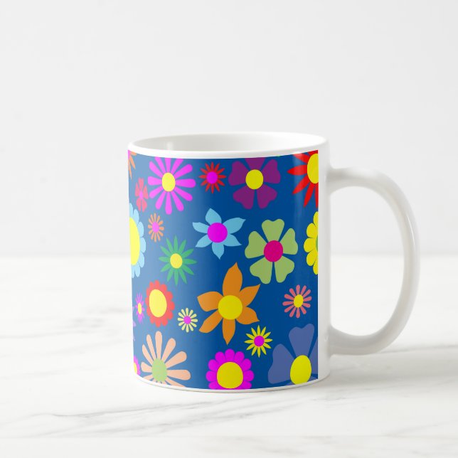 Färgfyllt blommönster kaffemugg (Höger)