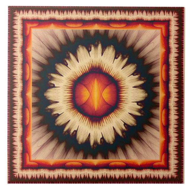 Färgfyllt blommönster kakelplatta (Framsidan)