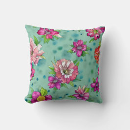 Färgfyllt Blommönster Kudde