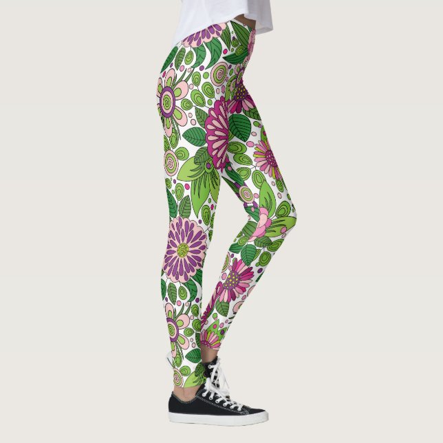 Färgfyllt Blommönster Leggings (Höger)