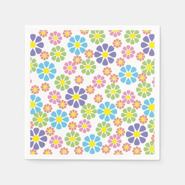 Färgfyllt blommönster pappersservett (Framsidan)