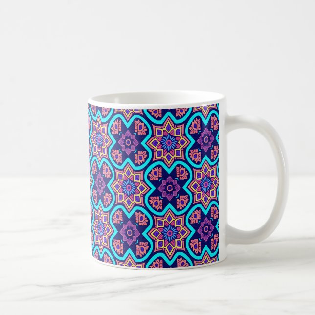 Färgfyllt Boho Geometric-Blommönster Kaffemugg (Höger)