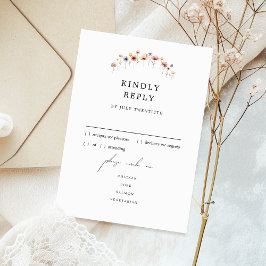 Färgfyllt Bröllop Menu-OSA-svarskort för Blommigt OSA Kort
