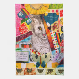 Färgfyllt Cat Collage Kitchen Towel med blandat me Kökshandduk