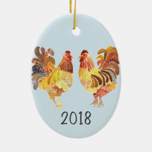 Färgfyllt chicklarmcentralår julgransprydnad keramik