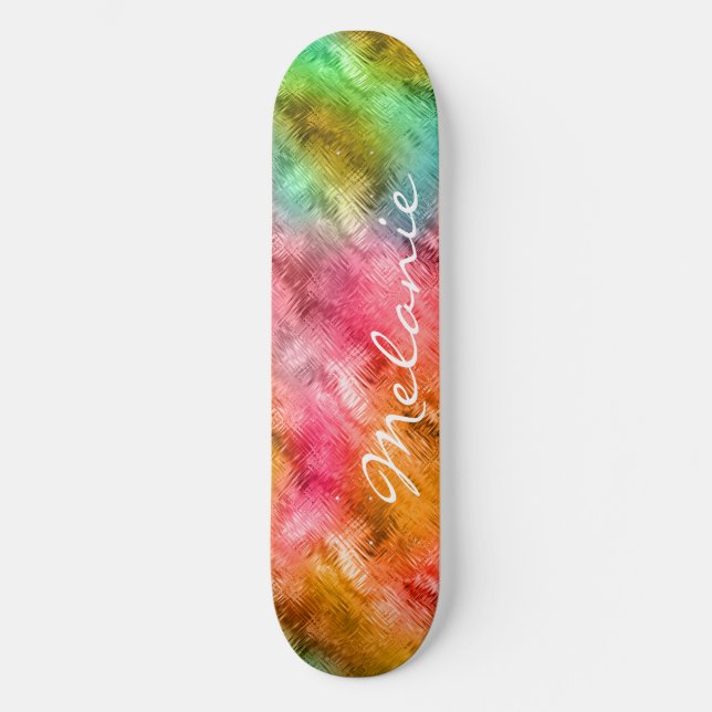 Färgfyllt Crystal Glass Mönster Skateboard Bräda 19,5 Cm (Framsida)