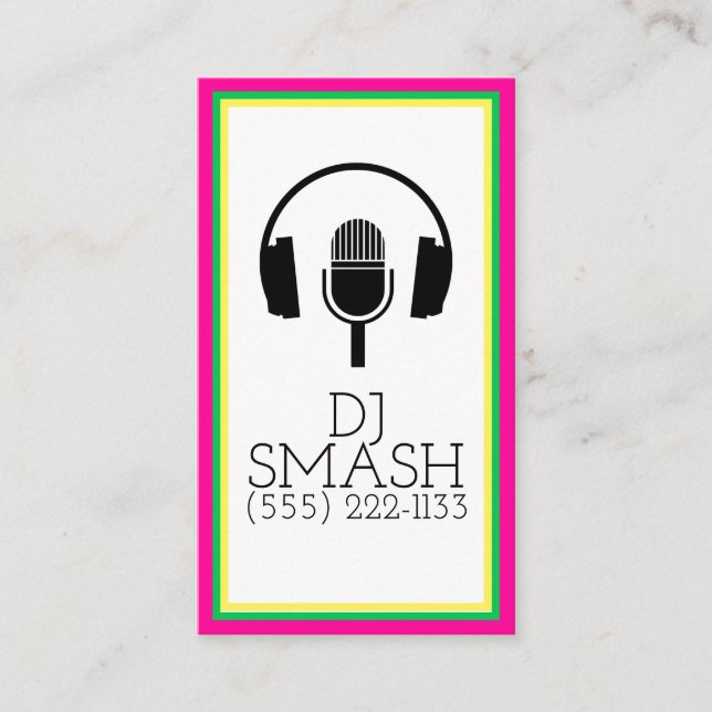 Färgfyllt DJ-musikfilmstudiokort Visitkort (Framsida)
