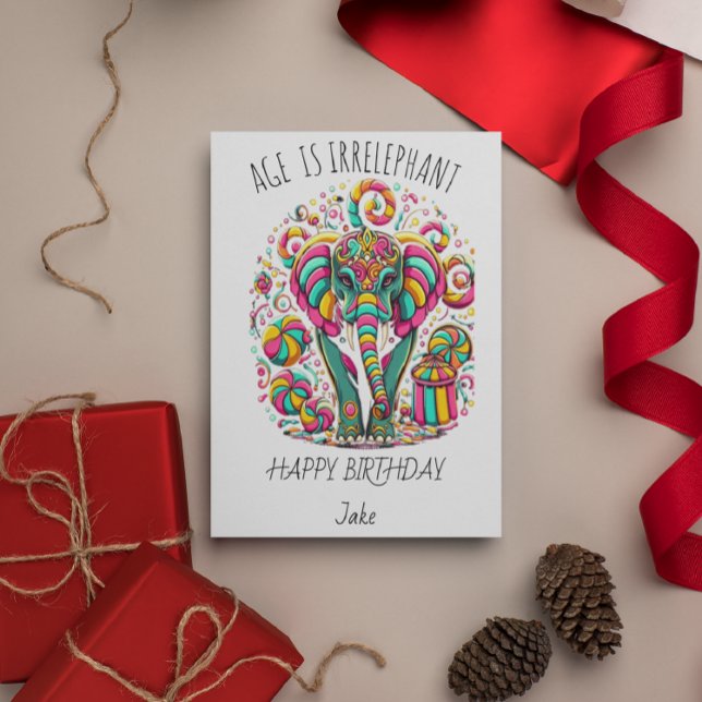 Färgfyllt elefant-födelsedagskort för en Glatt Cel Tack Kort (Skapare uppladdad)