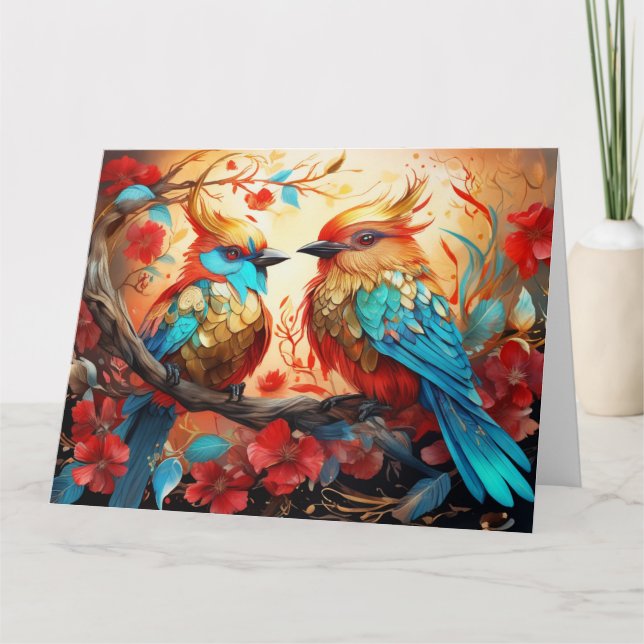Färgfyllt Fantasy-fågelkort Kort (Framsida)