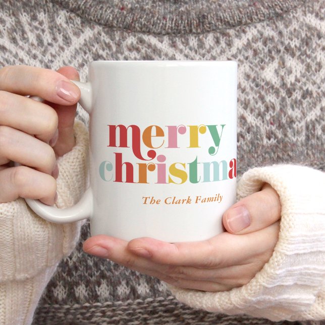 Färgfyllt fet stil med foto "God jul" Kaffemugg (Skapare uppladdad)
