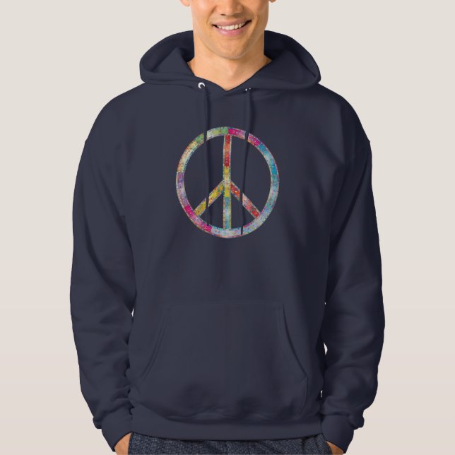Färgfyllt Fredstecken Hoodie (Framsida)