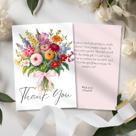 Färgfyllt Garden Flowers Bouquet Rosa Bow-skript Tack Kort