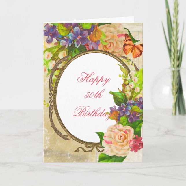 Färgfyllt Garden Framed Birthday Card Kort (Framsida)